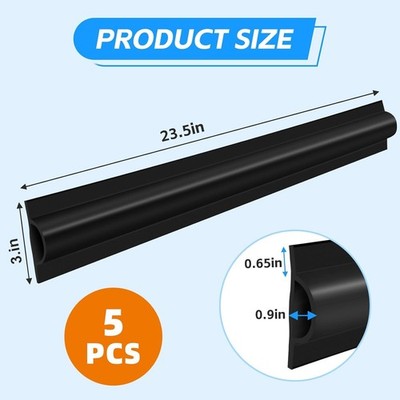 5 PACK 23.5 inch Boat Dock Profile Dock Edge Corner Bumpers - Black  D Straight