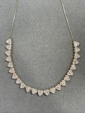 Natural Diamond Necklace. Heart Shapes. 18k Yellow Gold. 17 Inches