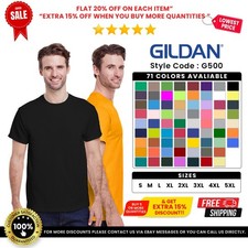 Gildan G500 Mens Heavy Cotton Short Sleeve Plain Solid Casual Blank T-Shirt