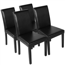 Dining Chairs Set of 4 High Back PU Leather Kitchen Chair Modern Wood Legs Home