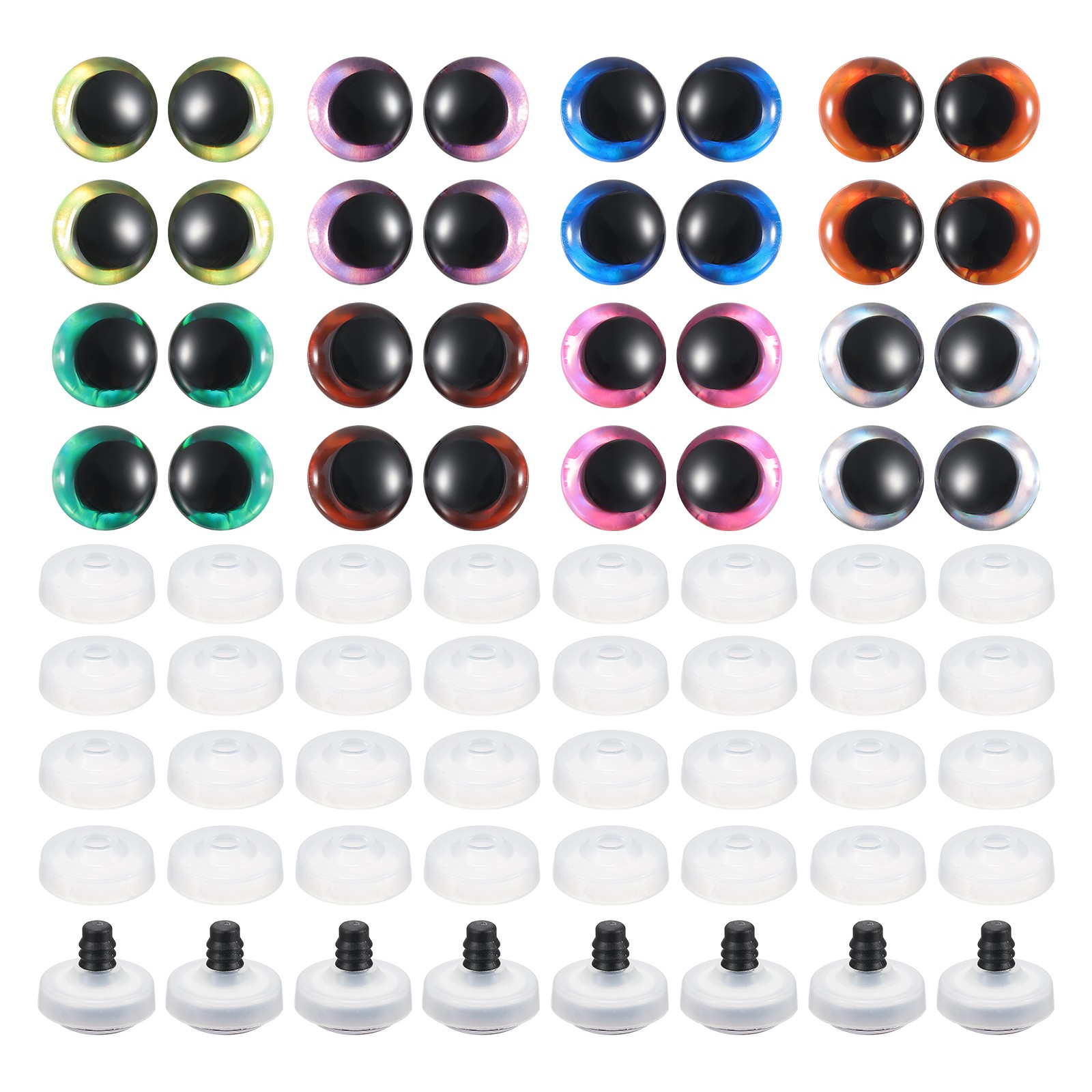 Ojos de seguridad de luna brillante de 20 mm, 48 piezas ojos de seguridad de ganchillo colorido, 8 colores