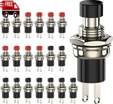 20 Pcs Momentary Push Button Switch SPST NO Mini with Red Black Cap