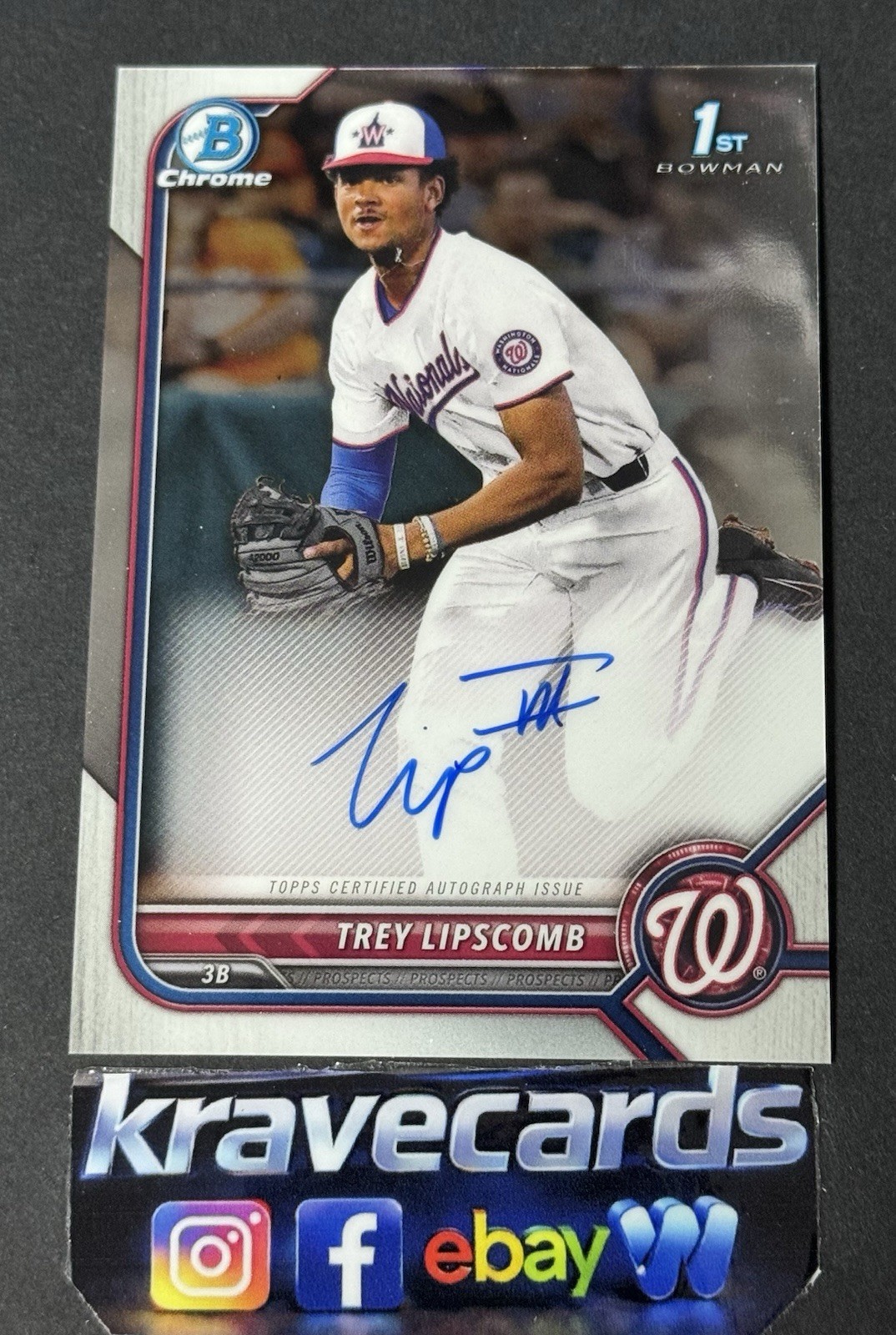 Trey Lipscomb 1st 2022 Bowman Chrome Draft Autographs #CDA-TLD RC Nationals