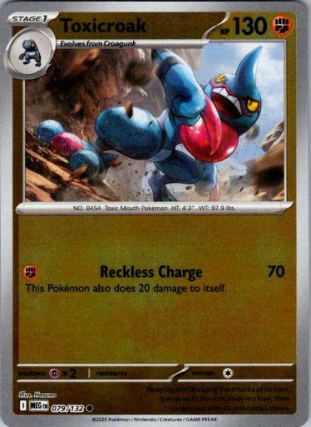 Toxicroak 079/132 Mega Evolution Common Holo NM Pokemon TCG