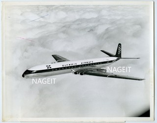 LARGE ORIGINAL MANUFACTURERS STAMPED AIRCRAFT PHOTO COMET 4 OLYMPIC A/W C1966