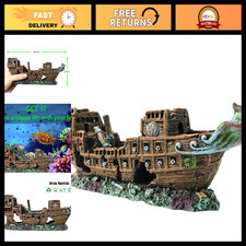 Aquarium Pirate Ship Decorations - Resin Shipwreck Ornaments for Freshwater  Sa
