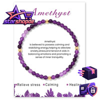 Naturstein Perlenarmband Damen 4Mm Verstellbar Edelstein Yoga Armband MäDchen