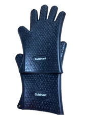 Cuisinart Heat Resistant Silicone Gloves Black Cooking Grilling Pair One Size