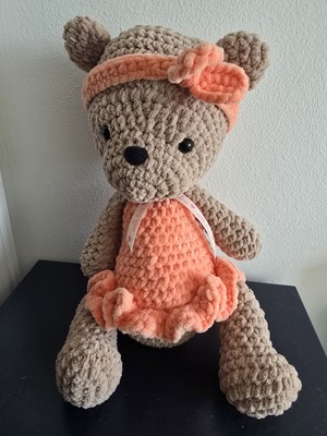 Handarbeit gehäkelt Teddy Ballerina Bär 35 cm groß 