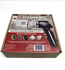 Horsepower Scrubber, Waterproof, Electric Power, Spins 350 RPM, 5 Brush Heads.