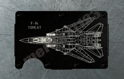 F-14 Tomcat US Navy Fighter Thin Metal RFID Blocking Minimalist Wallet Engraved