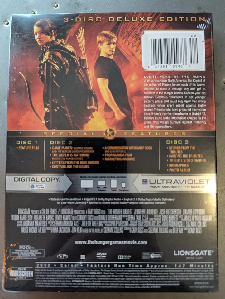 The Hunger Games Deluxe Edition (DVD, 2012, 3-Disc Set) New Sealed - Image 2 of 3