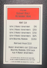 Monopoly   BOBS BURGERS    Elegant Doily Retirement Home   TITLE DEED CARD  2017