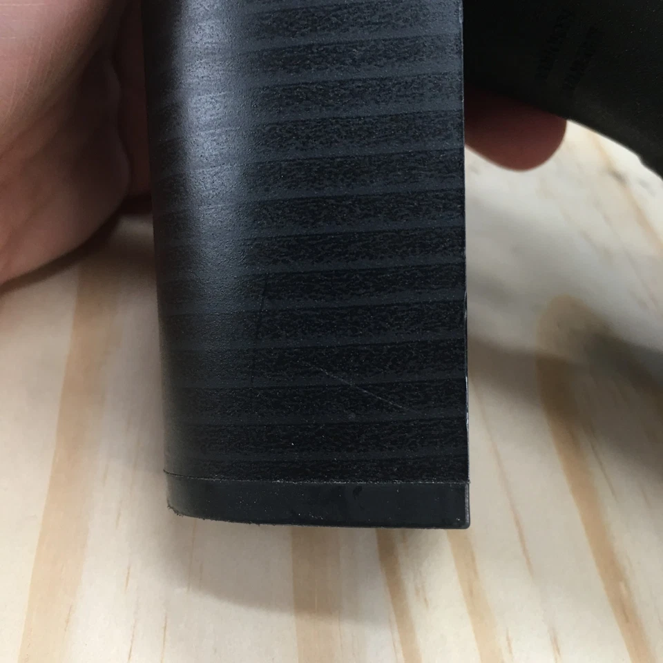 Tacones huecos para mujer 9 zapatos de salón correa para el tobillo negro punta abierta informal gancho y bucle bloque Foto 4 de 4