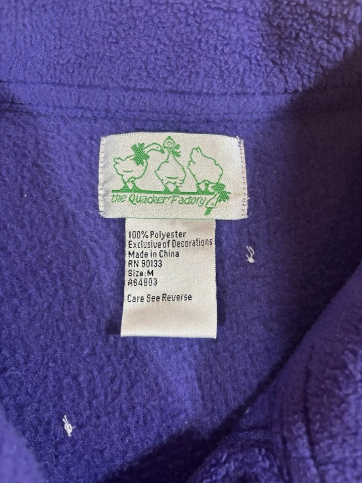 VTG  Quacker Factory Christmas Snow Cardigan Fleece Womens Med Purple Jacket - Image 4 of 4