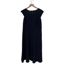 Talbots Womens Blue Cap Sleeve Scoop Neck Sheath Midi Dress Size 12 Petite