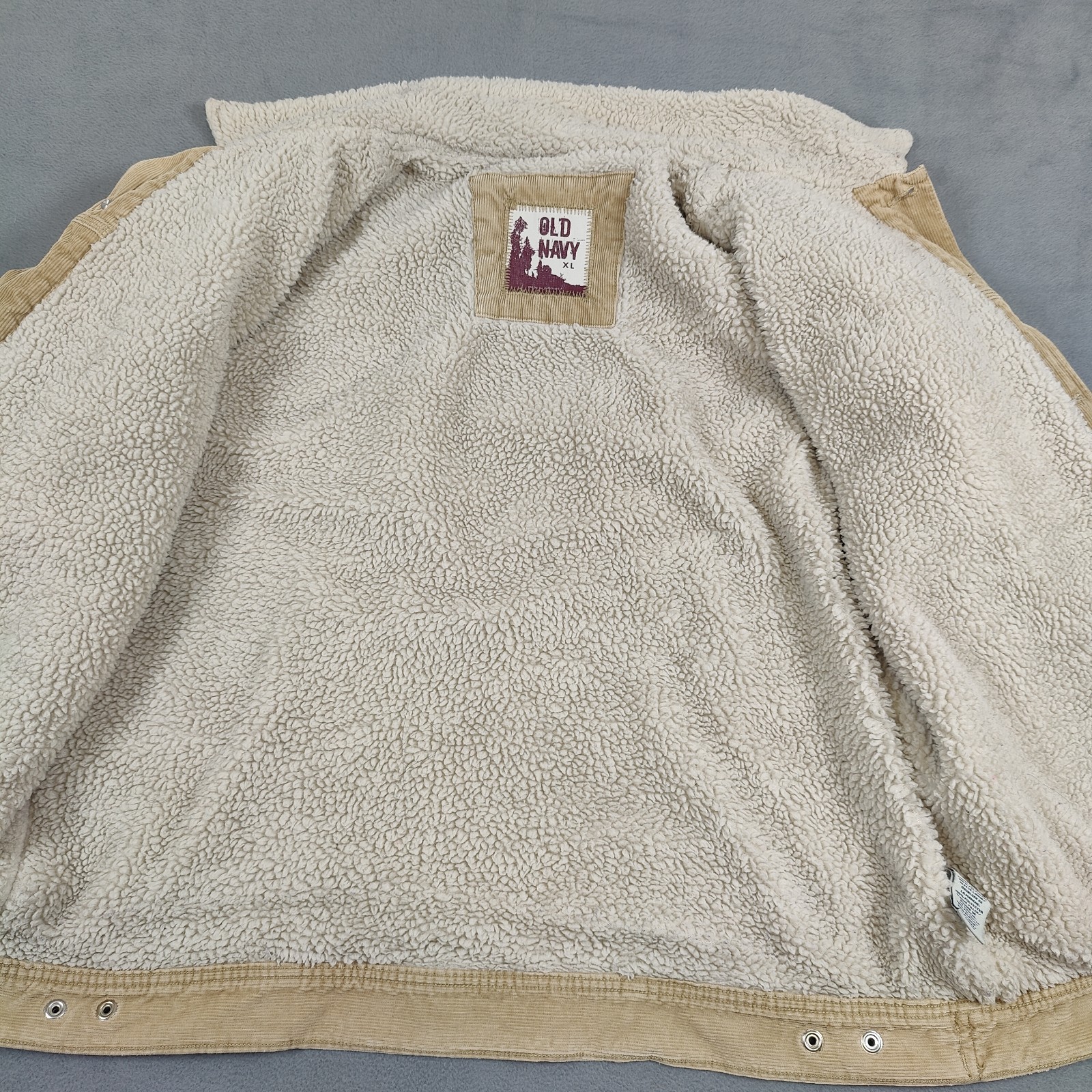 Old Navy Sherpa Lined Corduroy Jacket Men's XL Beige Cowboy Cut Vintage Workwear