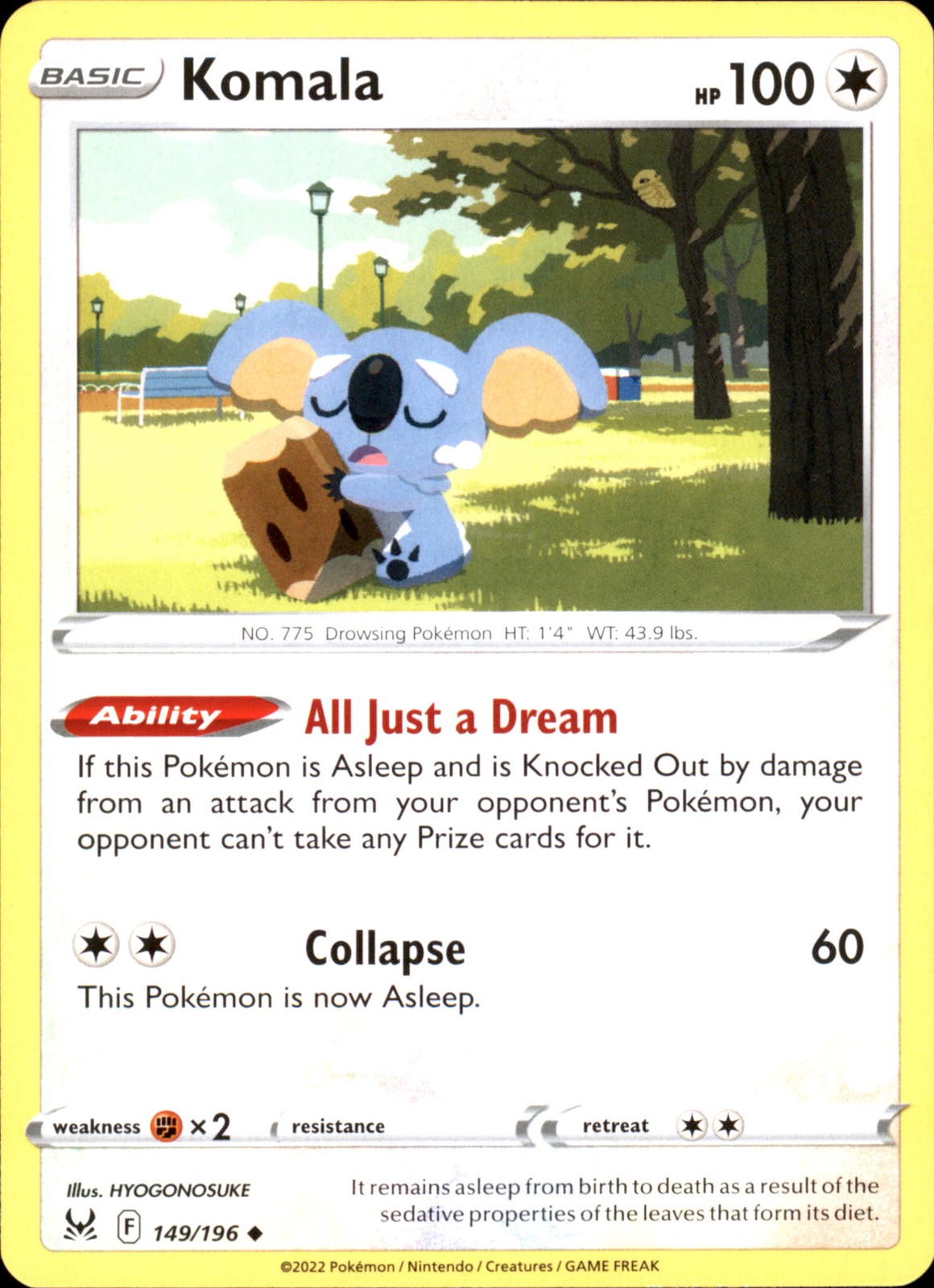 Komala 149/196 Uncommon - Pokemon SWSH11: Lost Origin NM