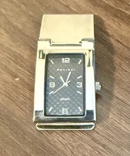 Colibri stainless steel quartz money clip watch.