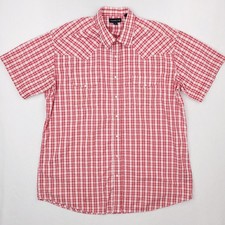 Panhandle Slim Shirt Mens XL Size 18 Red Plaid Western Pearl Snap Cowboy Rodeo