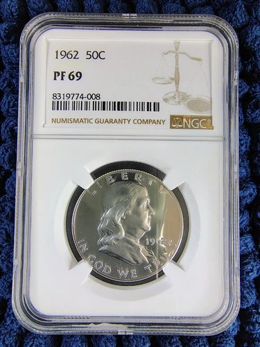 1962 Proof Franklin Half Dollar - Philadelphia Mint - 90% Silver - NGC PF 69