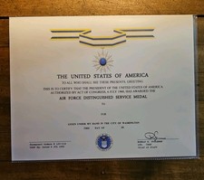 Distinguished Service Medal ☆ COMMEMORATIVE Plaque CERTIFICATE 8½ x 11 ☆USA