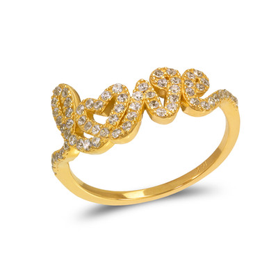 NEU 14K GELBGOLD DAMEN AUSGEFALLENER LIEBE RING