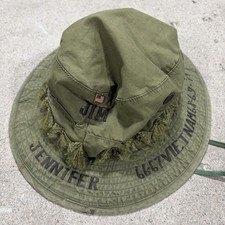 US Army Boonie Hat Direct Embroidered Theatre Vietnam Cap 60s Vtg Poplin