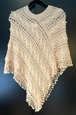 Alpaca Wool Peruvian Handcrafted Poncho-Style Cape w/ Fringe  S/M