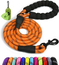 Rope Dog Leash 4 FT with Comfortable Padded Handle, Highly Reflective Threads...