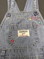 Vtg Oshkosh B Gosh 12M Flower Print Denim Vestbak Bib Shortall Bubble Romper