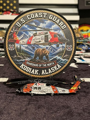 #ad USCG Kodiak Alaska Helicopter Collector Bundle – 4quot; Challenge Coin 3D PVC Patc $35.00