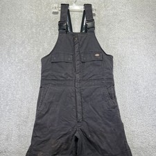 Dickies Flex Overalls Mens L Black Quilt Lined Bib Workwear Distressed Utility