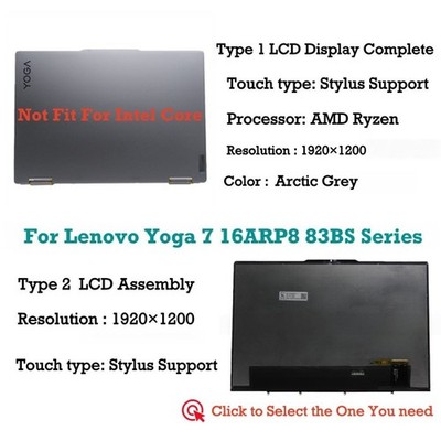 For Lenovo Yoga 7 16ARP8 83BS0005GE LCD Touch Screen Display Complete Assembly