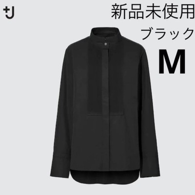 J Supima Cotton Tuck Shirt M Black Long Sleeve UNIQLO x Jil Sander New JAPAN