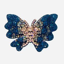 HANDMADE BUTTERFLY Hair Clip Hairpin use Swarovski Crystal Elegant Nave Blue B6