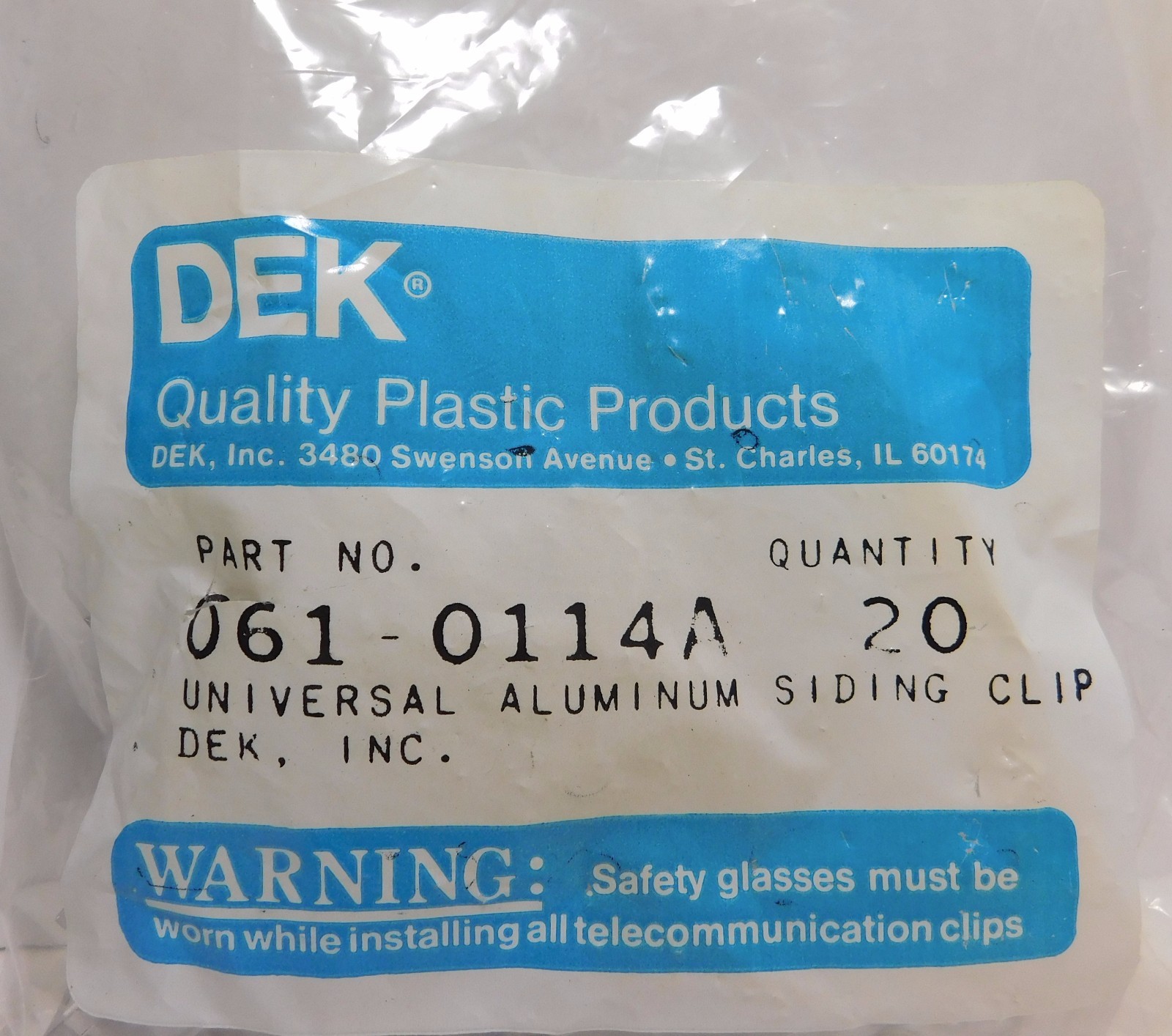 UNIVERSAL ALUMINUM SIDING CLIPS / 0610114A / 1 BAG = 20 PIECES PER BAG