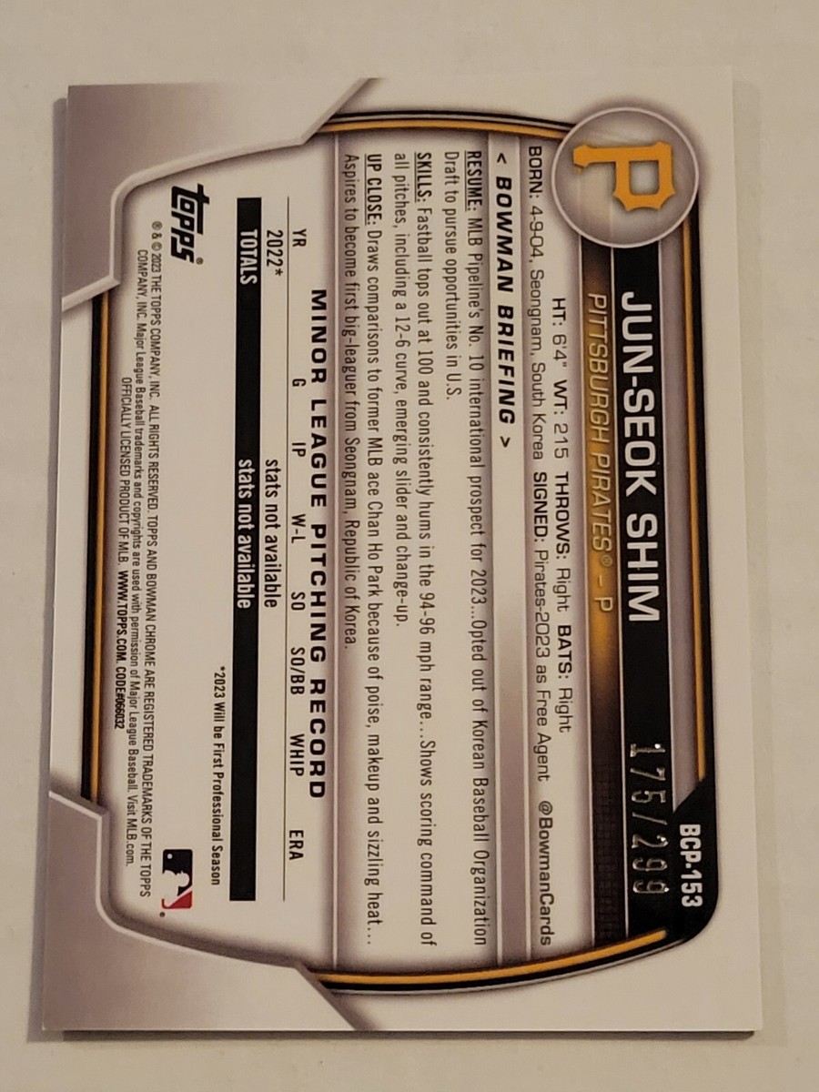 2023 Bowman Chrome - Purple Mojo Refractor #BCP-153 Jun-Seok Shim