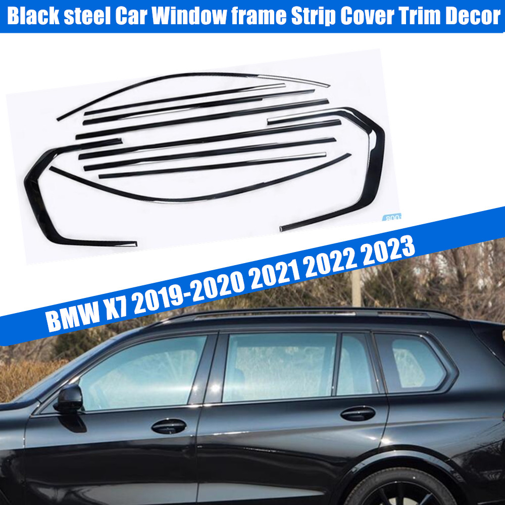 Black Steel Car Window Frame Strip Cover Trim Decor 10x Fit for BMW X7 19-2025