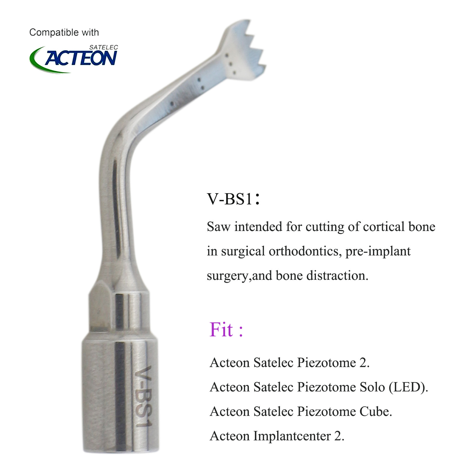 Acteon Satelec Ultrasonic Surgery Tips Fit Dental Piezotome 2 Solo ImplantCente2