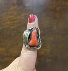 Vintage Navajo Sterling Silver Coral Ring