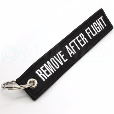 REMOVE AFTER FLIGHT KEYCHAIN QTY= 1 PC BLACK/white TAGS FLAGS PILOT CREW