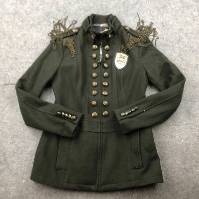 ジャケット・アウター 00s Edhardy linestone tailored jacket Ed Hardy Jacket Womens Small Olive Green Rhinestones Studs