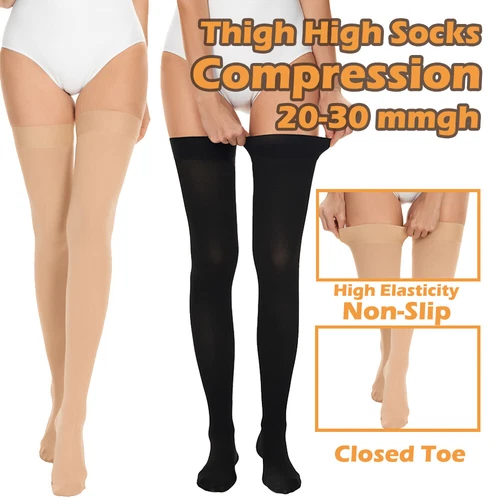 S-XL Thigh High Compression Socks 20-30mmHg Pain Relief For Mens Womens Lot - Picture 3 of 14