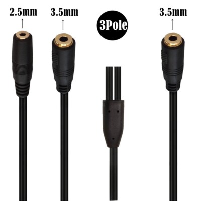 3.5mm Female to 2.5mm Female 3.5mm Female 3Pole TRS Splitter Audio Adapter Cable