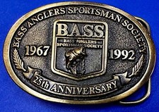 1992 Bass Anglers Sportsman Society Club 25th Anniversary Fishing Belt Buckle