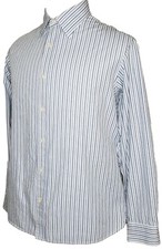 Michael Kors Shirt Size XLarge Blue Navy Stripe Cotton Collar Buttons Front