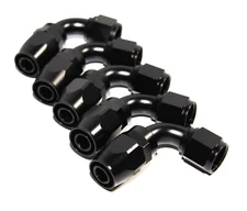 5PCS AN-10 AN10 90° Deg Swivel Fuel Oil Gas Line Hose End Fitting Adapter BLACK