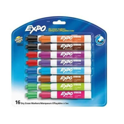 Expo Marker Dry Erase White Board Chisel Tip 16/Pk Assorted Colors School Office
