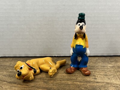 VTG Walt Disney Japan Goofy & Pluto - Porcelain Hand Painted Set-READ